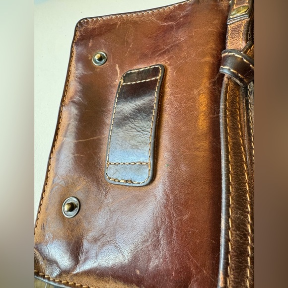 Vintage High End Classic Rustic Town Brown Leather Travel Women’s Crossbody Bag - Picture 7 of 11